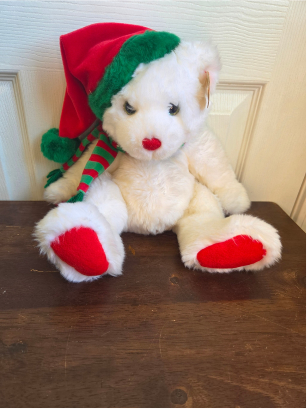 Ty Classic Christmas Holiday Stuffed Bear One Size White Red Green
